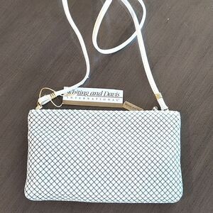 Whiting and Davis International White Metallic Mesh Shoulder Evening Bag Clutch